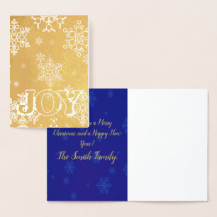 Personalise Christmas JOY Snowflake Pattern Custom Foil Card