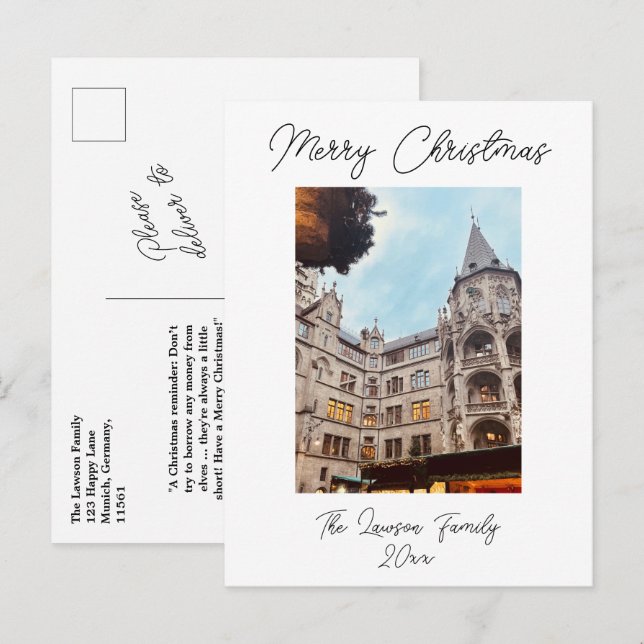 Personalise Christmas Market Munich Germany Postca Postcard (Front/Back)
