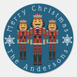 Personalise Christmas Nutcrackers Classic Round Sticker
