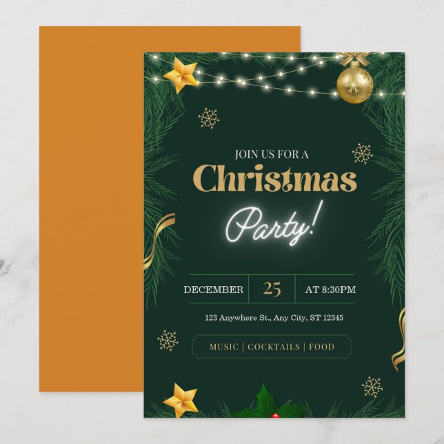 personalise Christmas party  Invitation (Front/Back)