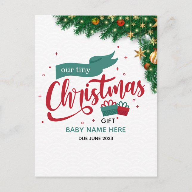 Personalise Christmas pregnancy announcement card (Front)