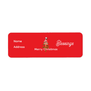 Personalise Christmas Red Return Address Label