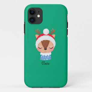 Personalise Christmas Sleeping Reindeer Face Case-Mate iPhone Case
