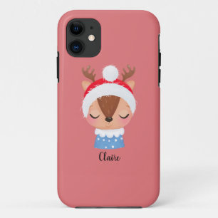 Personalise Christmas Sleeping Reindeer Face Case-Mate iPhone Case