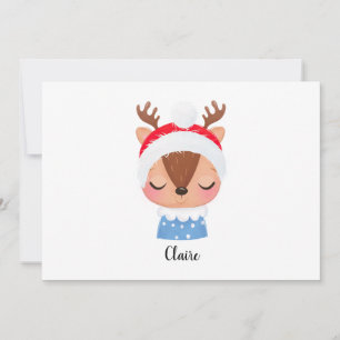 Personalise Christmas Sleeping Reindeer Face Holiday Card