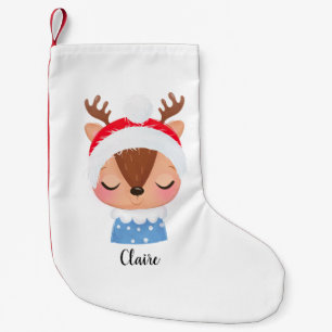 Personalise Christmas Sleeping Reindeer Face Small Christmas Stocking