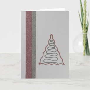Personalise Christmas tree and silver ribbon Holiday Card
