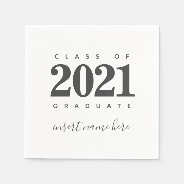 Personalise Class of 2021 Graduate Calligraphy Napkin (Front)