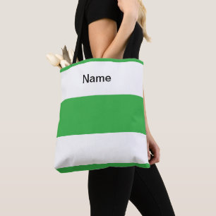 Personalise Classic Lime Green + White Stripes Tote Bag