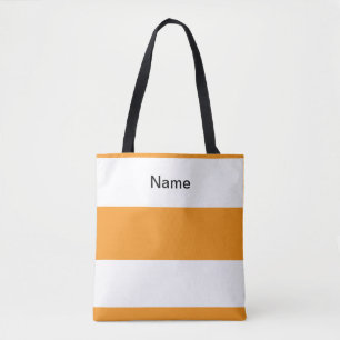 Personalise Classic Orange +  White Stripes Tote Bag