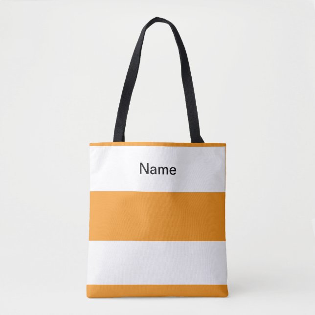 Personalise Classic Orange +  White Stripes Tote Bag (Front)