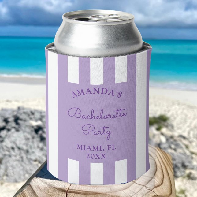 Personalise Coastal Beach Bachelorette Party Favou Can Cooler (Creator Uploaded)