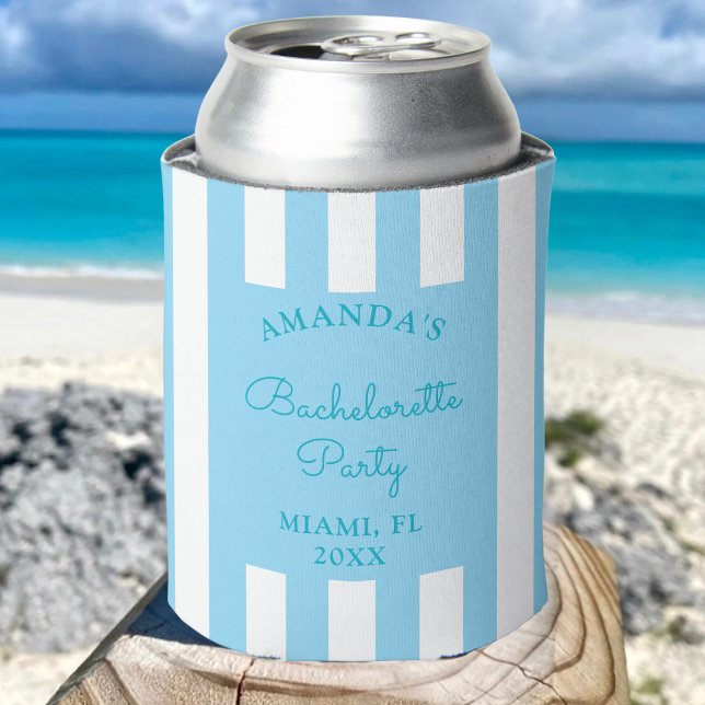 Personalise Coastal Beach Bachelorette Party Favou Can Cooler (Creator Uploaded)