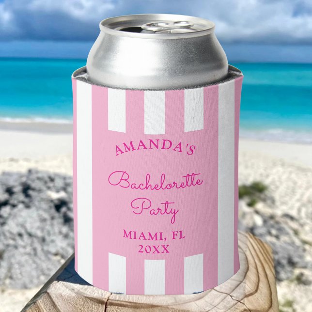 Personalise Coastal Beach Bachelorette Party Favou Can Cooler (Creator Uploaded)