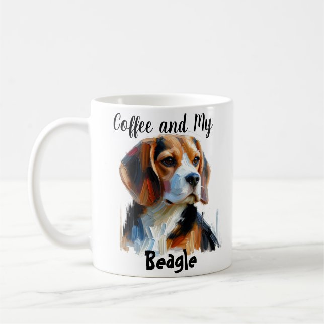  Personalise Coffee and My Beagle Cute  Coffee Mug (Left)