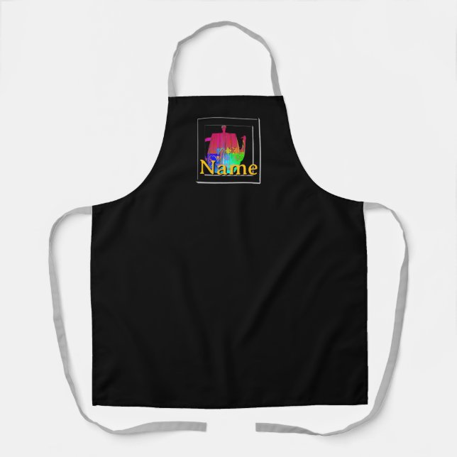 Personalise Coffee Pot Black  Apron (Front)