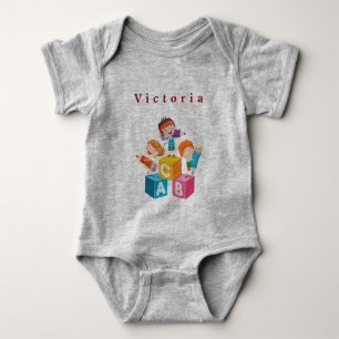 Personalise Colourful Alphabet Block Letters       Baby Bodysuit