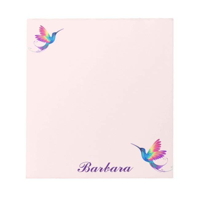 Personalise Colourful Humming Bird Notepad (Front)