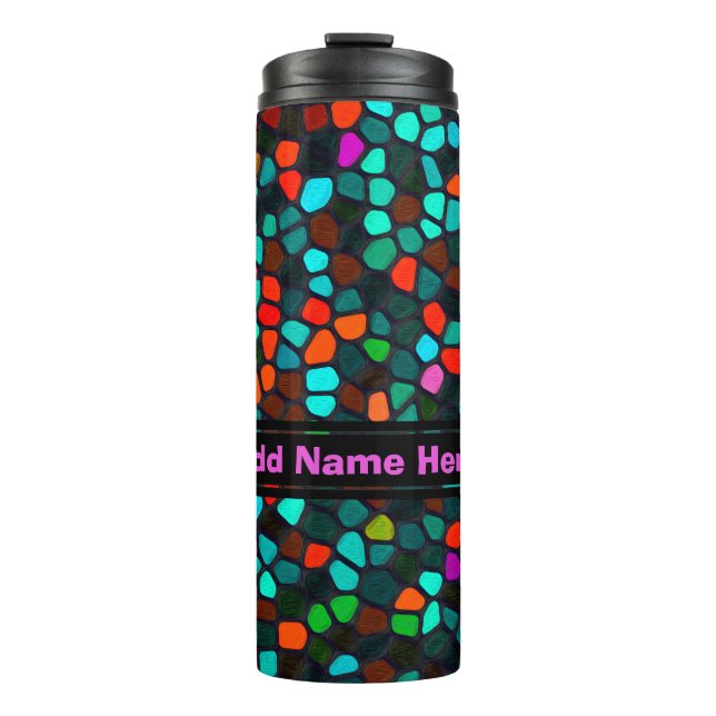 Personalise Colourful Multicoloured Mosaic Pattern Thermal Tumbler (Front)