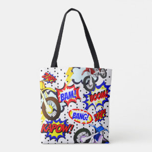 Personalise Comic Book Mototcycles, Speach Bubbles Tote Bag