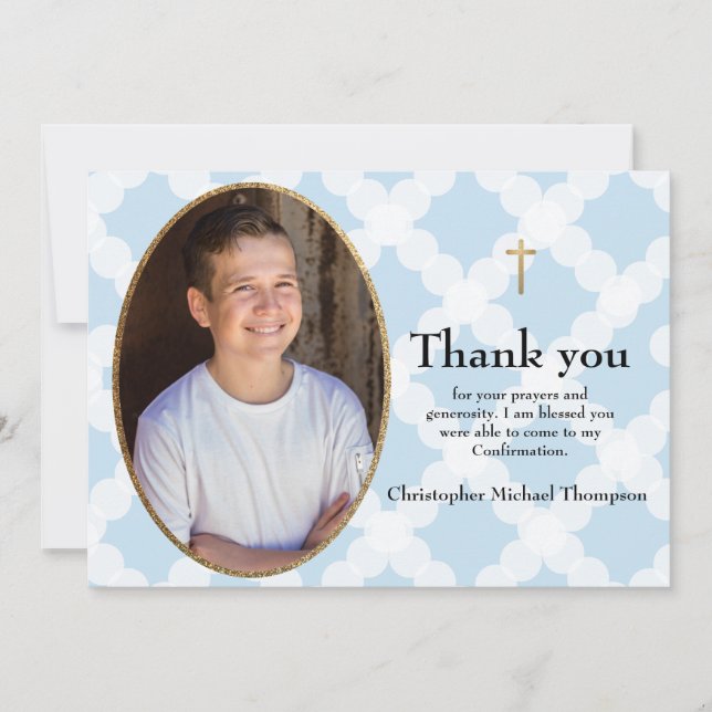 Personalise Confirmation Boy Thank you Card (Front)