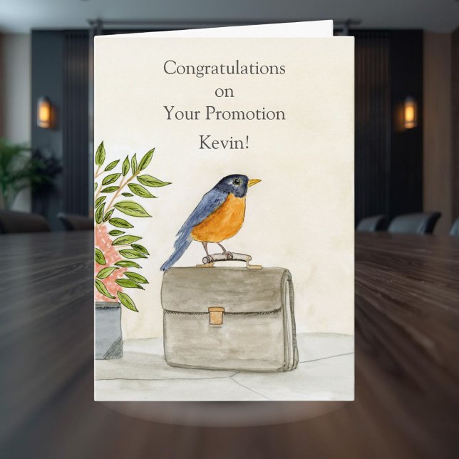 Personalise Congratulations New Promotion Robin Card (Creator Uploaded)
