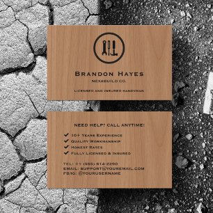 Personalise Construction Handyman Tools Wood Business Card