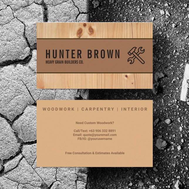 Personalise Construction Handyman Woodwork Business Card (Personalize with your business card details)