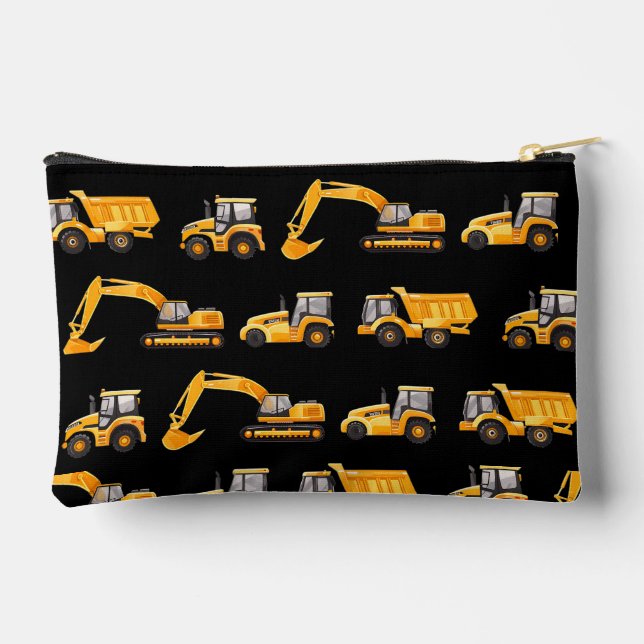 Personalise Construction Trucks Pencil Case  Accessory Pouch (Back)