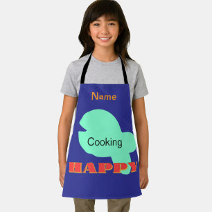 Personalise Cooking Happy Kids Blue  Apron