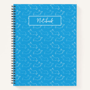 Personalise Corgi Hand-Drawn Doodle Teal Notebook