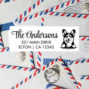 Personalise Corgi Return Address Self-inking Stamp