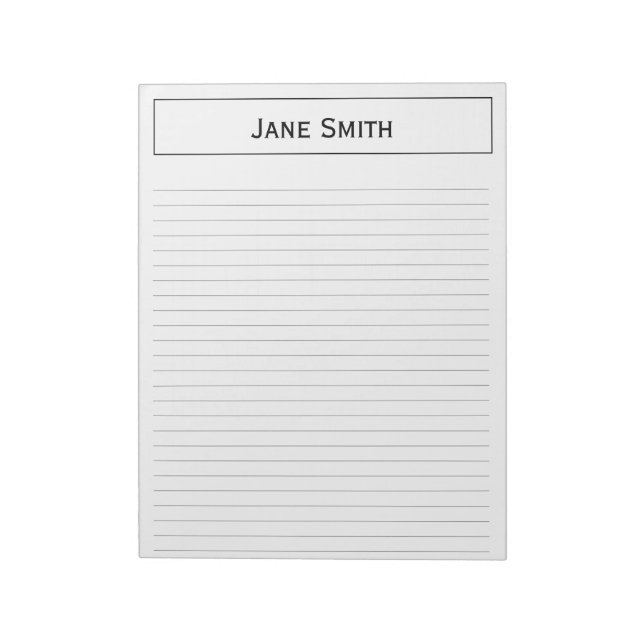 Personalise: Corporate Minimal Black and White Notepad (Rotated)