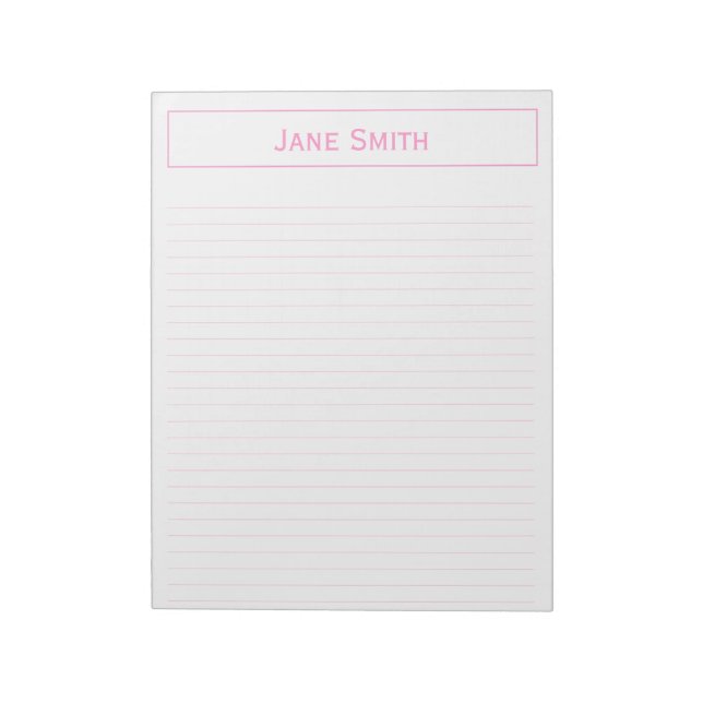 Personalise: Corporate Minimal Pink and White Notepad (Rotated)