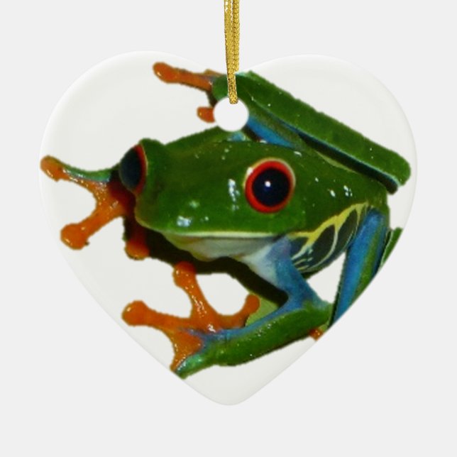 Personalise Costa Rica Red Eyed Frog Ceramic Tree Decoration (Front)