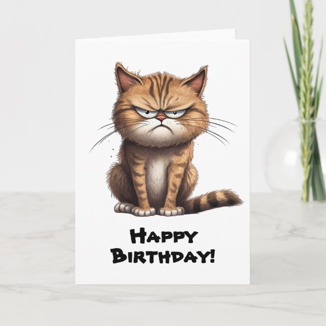 Personalise Crabby Cat Blank Greeting  Card (Front)
