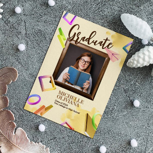 Personalise creamy fancy graduation announcement