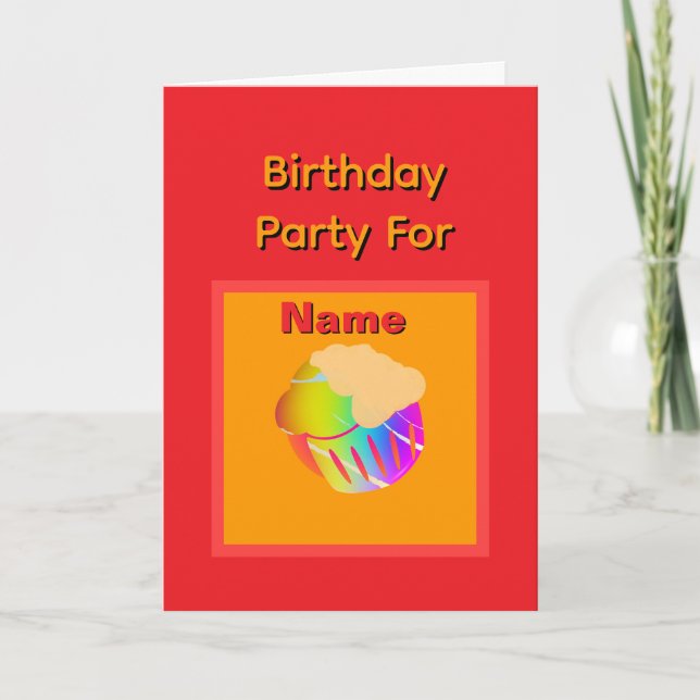 Personalise Cupcake Kids Birthday Party Invitation (Front)