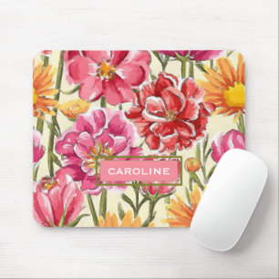 Personalise Custom Chic Flowers Pattern Mouse Pad