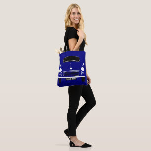 Personalise Custom Dark Blue Morris Minor Pop Art Tote Bag