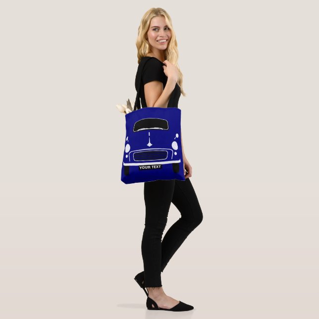 Personalise Custom Dark Blue Morris Minor Pop Art Tote Bag (On Model)