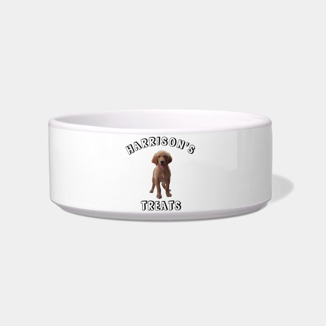 Personalise Custom Dog, Cat Name Photo treats food Bowl (Front)