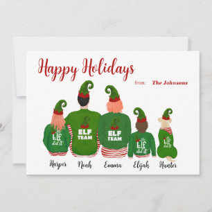 Personalise Custom Family Elves Elf Christmas Card
