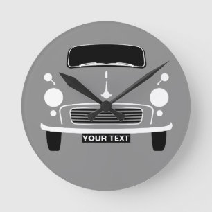 Personalise Custom Grey Morris Minor Pop Art Round Clock