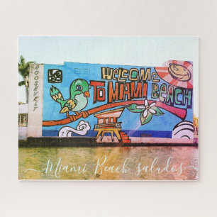 Personalise Custom MIAMI BEACH Vintage Art Deco Jigsaw Puzzle