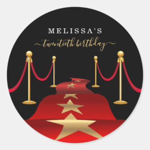 Personalise Custom Red Carpet Themed Party Sticker