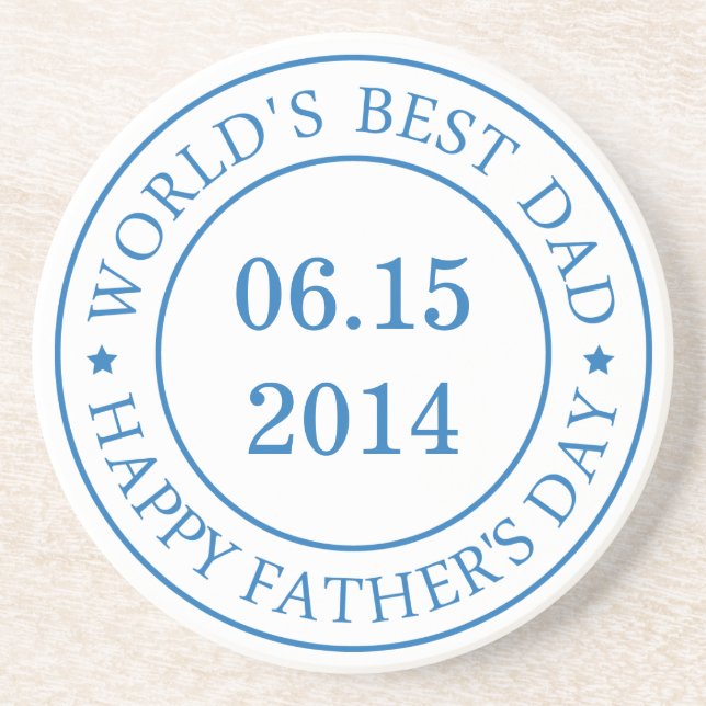 Personalise Customisable date - Happy Father's day Coaster (Front)