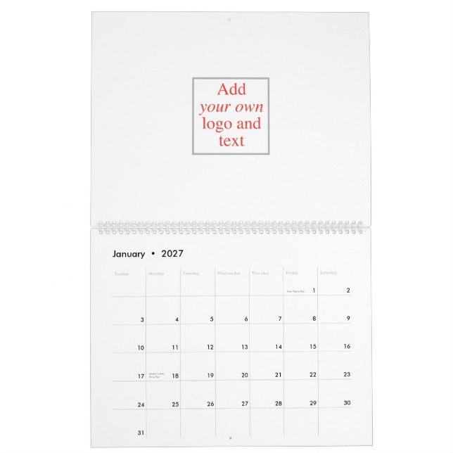 Personalise, Customise, Create Your Own, Template Calendar (Jan 2027)