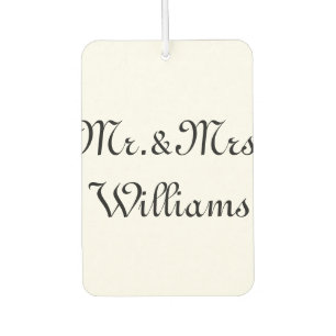 Personalise, Customise last Name Mr. & Mrs. black Car Air Freshener