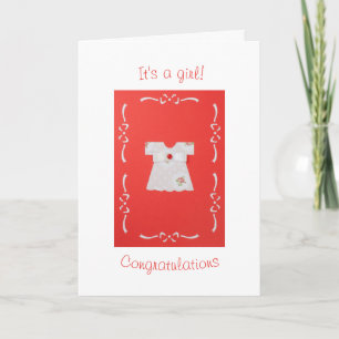 Personalise, cute Baby girl dress Card